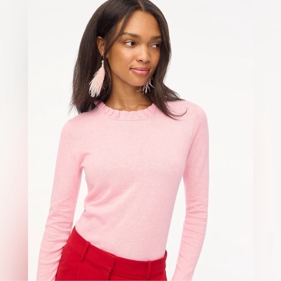J. Crew Factory Sweaters - J. Crew Factory Ruffle Neck Crew Neck Sweater Soft Azalea Pink New with tags XL